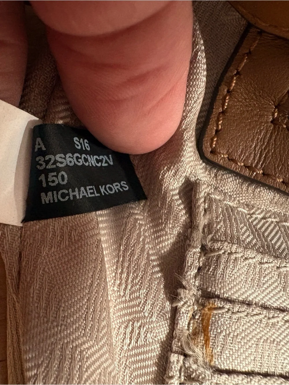 Michael Kors Cream Monogram Crossbody with Brown Trim and Gold Chain